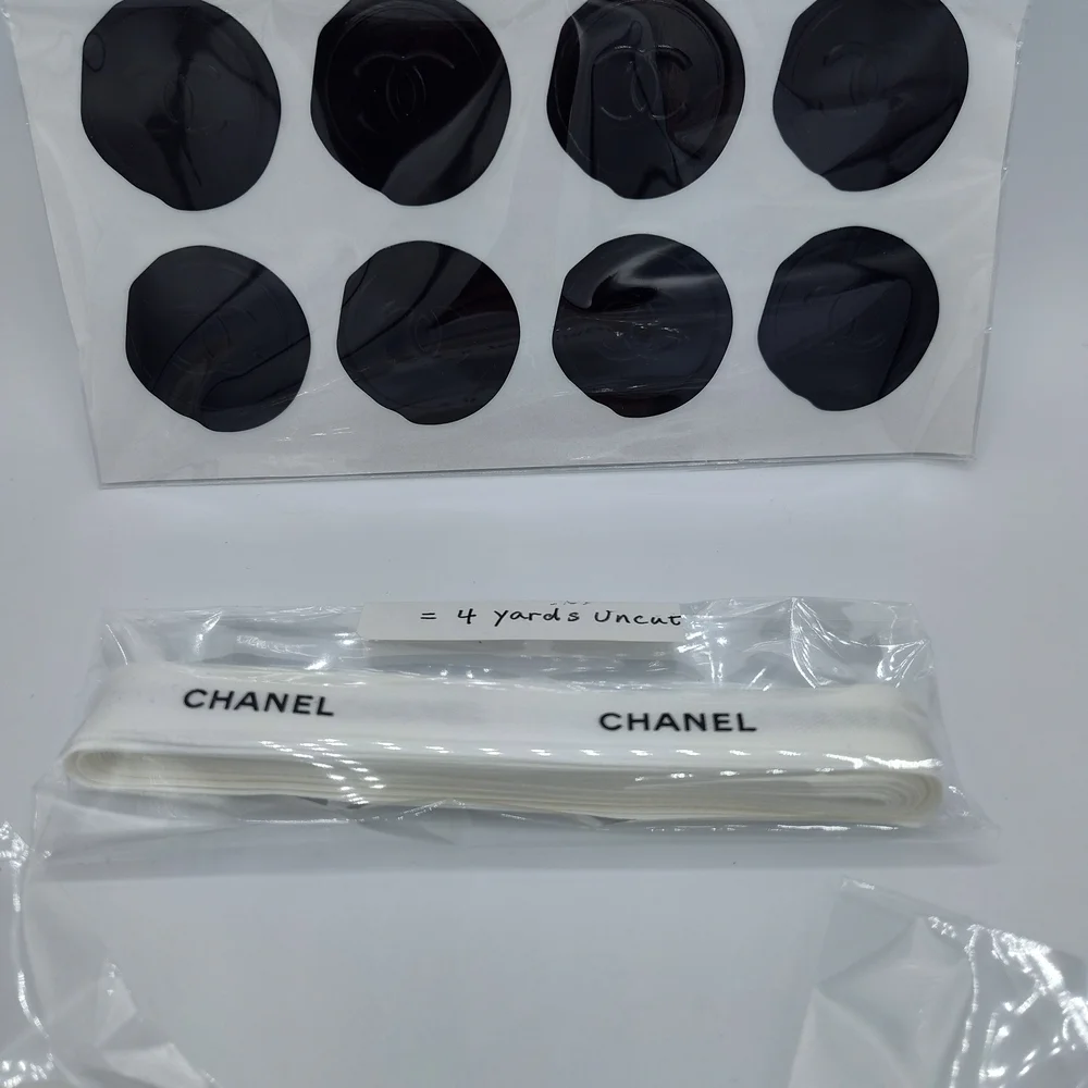 CHANEL Camellias Ribbon 4yd & CC Seal Stickers Set | Authentic Gift Packaging